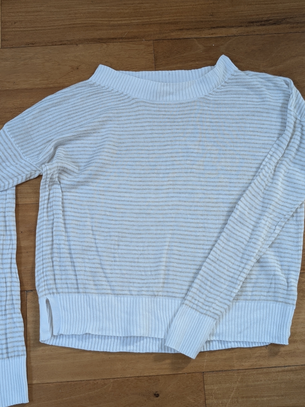 Club Monaco White Striped Crewneck Sweater